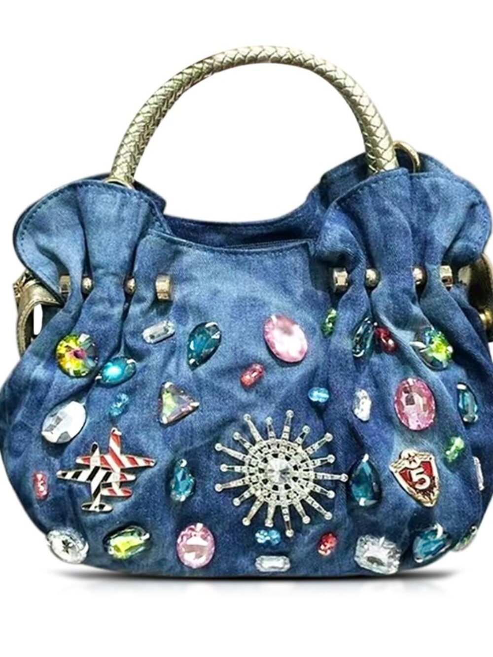 Denim Tote Bag, Soft Shoulder Bag, Handbag for Women Vacation, Travel, Daily